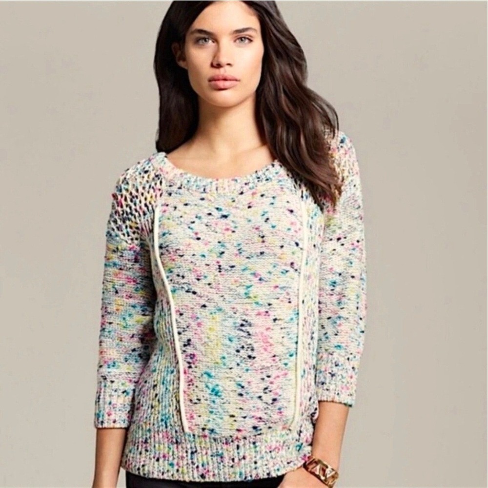 Plenty by Tracy Reese Speckled Knit Sweater Women's Small Rainbow Colorful Top